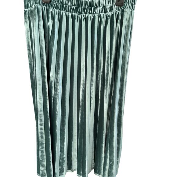 Velvet Skirt Womens Long XL Green Pleats On 34th Whimsigoth Fairy Boho Holiday - Picture 5 of 6